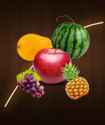 Akiste Juice cover: watermelon, apple, mango, grapes and pineapple