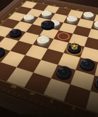 EtCheckers cover: black and white checkers on a wooden board