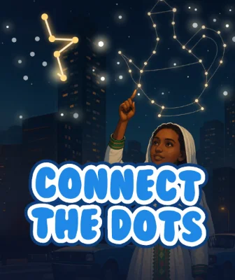 Connect the Dots cover: a girl tracing a constellation
